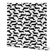 Dachshund Silhouette Pattern Black and White