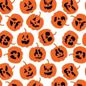 Halloween Pumpkin Cute and Funny Halloween Pumpkin Pattern on White