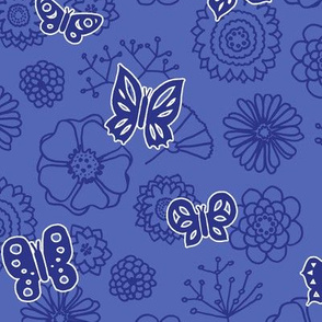 butterflies & flowers blue (06)