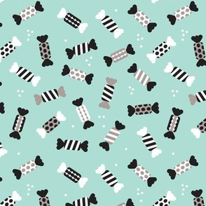 Soft scandinavian pastel party candy sweets for birthday and wedding in mint black and white