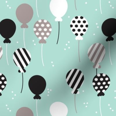 Party balloon fun birthday wedding theme in modern pastel colors mint