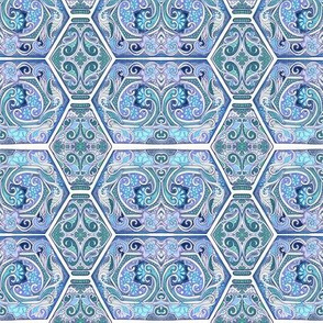 Swirly Tile Victorian Blues