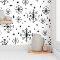 snowflakes black and white minimal geometric christmas holiday winter