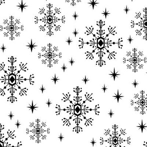 snowflakes black and white minimal geometric christmas holiday winter