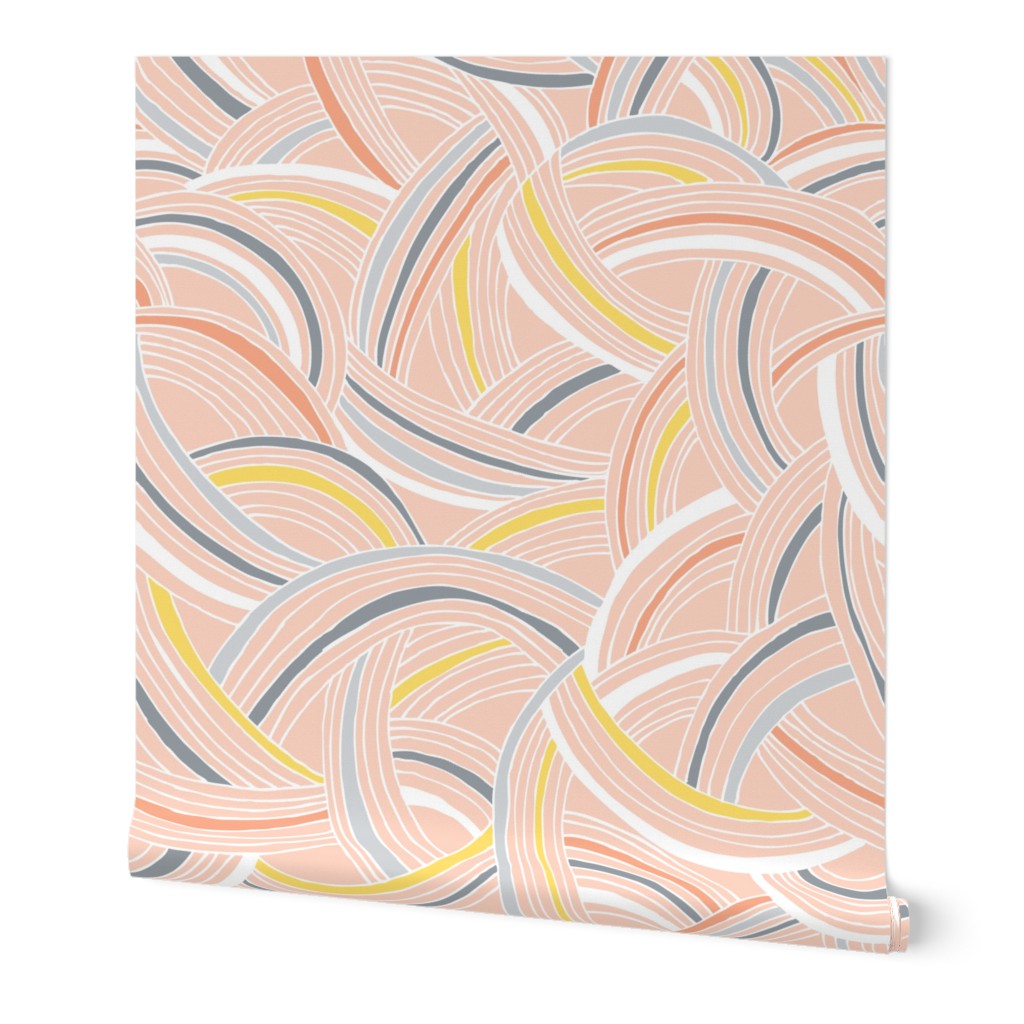 Flight Pattern - Modern Geometric Lines Pink Blush