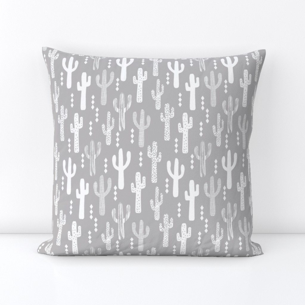 cactus greyscale grey and white grid tropical kids design