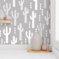 cactus greyscale grey and white grid tropical kids design