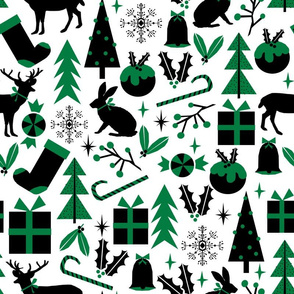 christmas holiday xmas fir tree snowflake fir tree candy cane star bunny winter holiday design