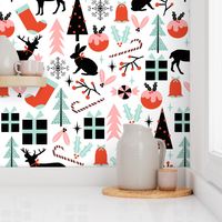 Christmas - holiday xmas scandi minimal modern candy cane christmas tree snowflake presents design