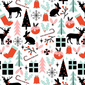 Christmas - holiday xmas scandi minimal modern candy cane christmas tree snowflake presents design