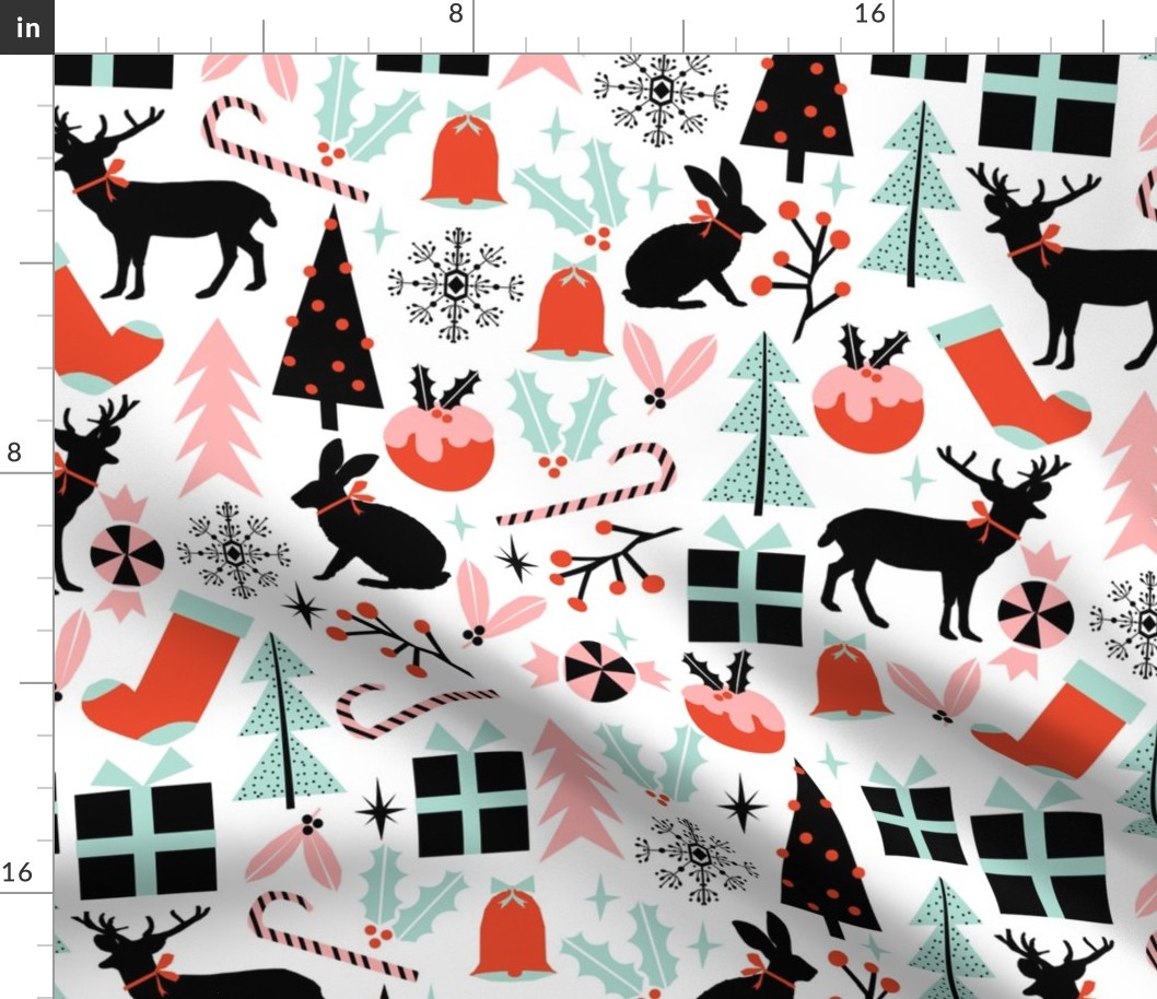 Christmas - holiday xmas scandi minimal modern candy cane christmas tree snowflake presents design