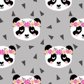 panda flowers gray
