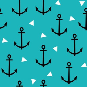 anchor nautical turquoise white triangle modern scandi design
