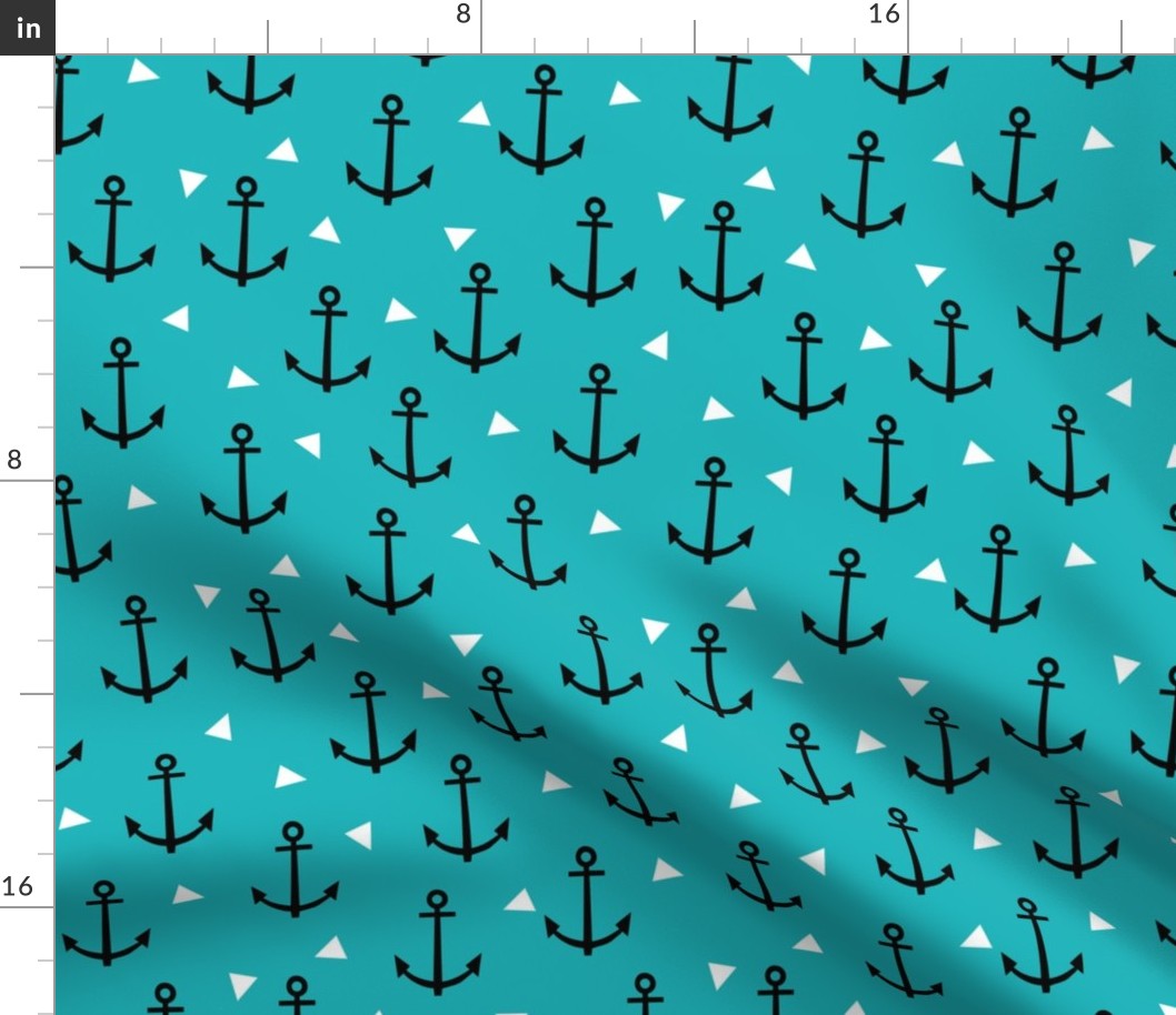 anchor nautical turquoise white triangle modern scandi design