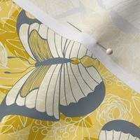 Fluttering Flight - Butterflies Yellow Gold