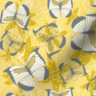 Fluttering Flight - Butterflies Yellow Gold