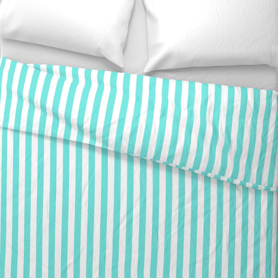 turquoise white 1 inch stripe