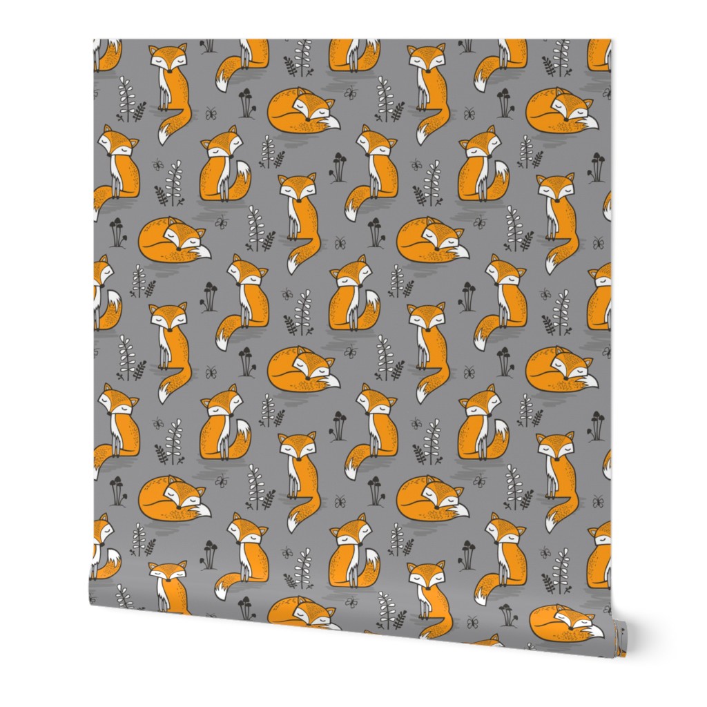 Dreamy Fox on Grey