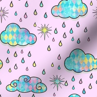 Clouds triangle wash n rain on pink