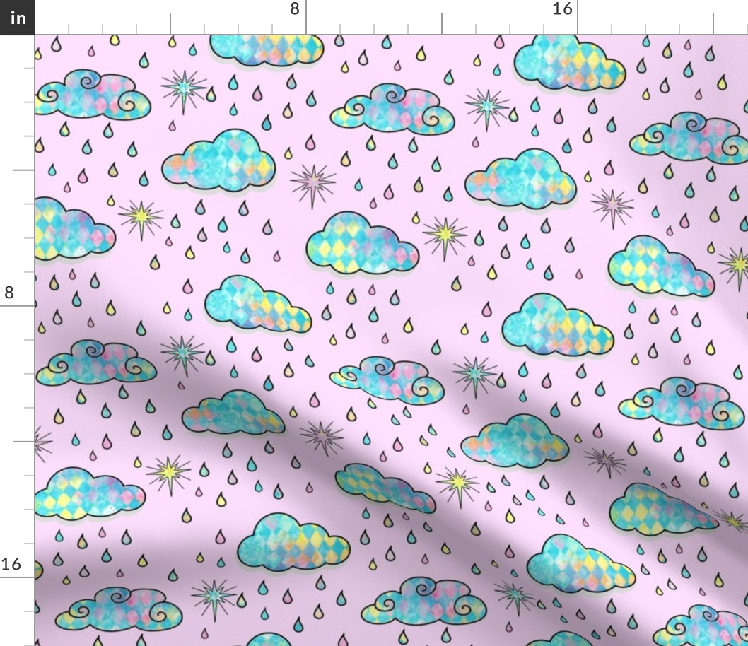 Clouds triangle wash n rain on pink