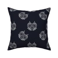 Scary Mask Fabric - Navy and White