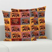 Majestic Elephant and Rider on large colorful squares