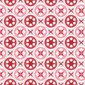 Chinoiserie / Flower Tiles Red