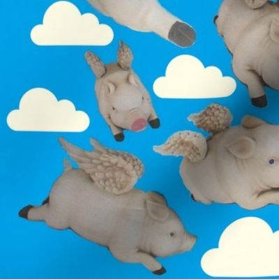 flying pigs with clouds