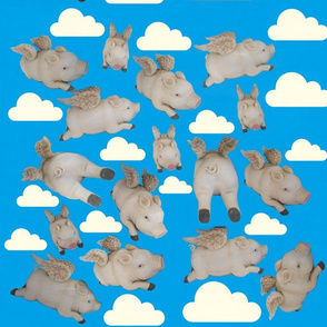 flying pigs with clouds