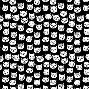 cat faces // black and white tiny cat faces cute cats