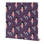 Hello vampire zombie girls cute kids halloween horror pattern with skulls and blood