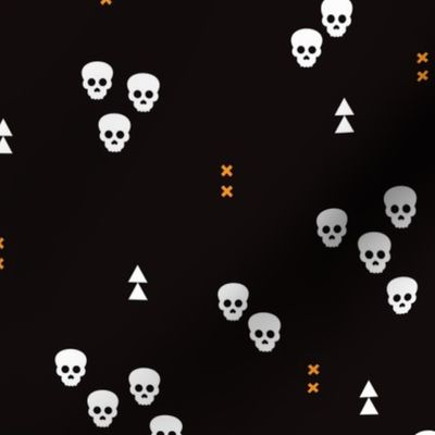 Skulls geometric halloween horror illustration in orange and black