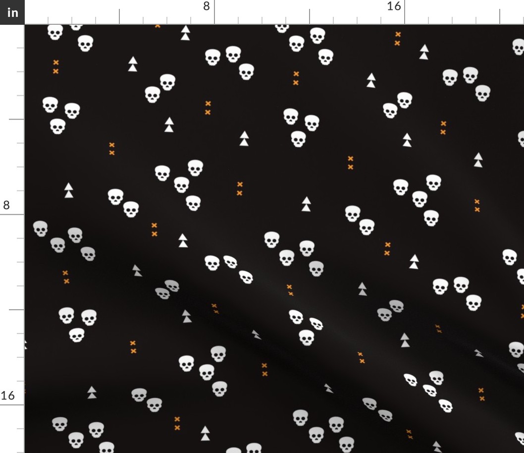 Skulls geometric halloween horror illustration in orange and black