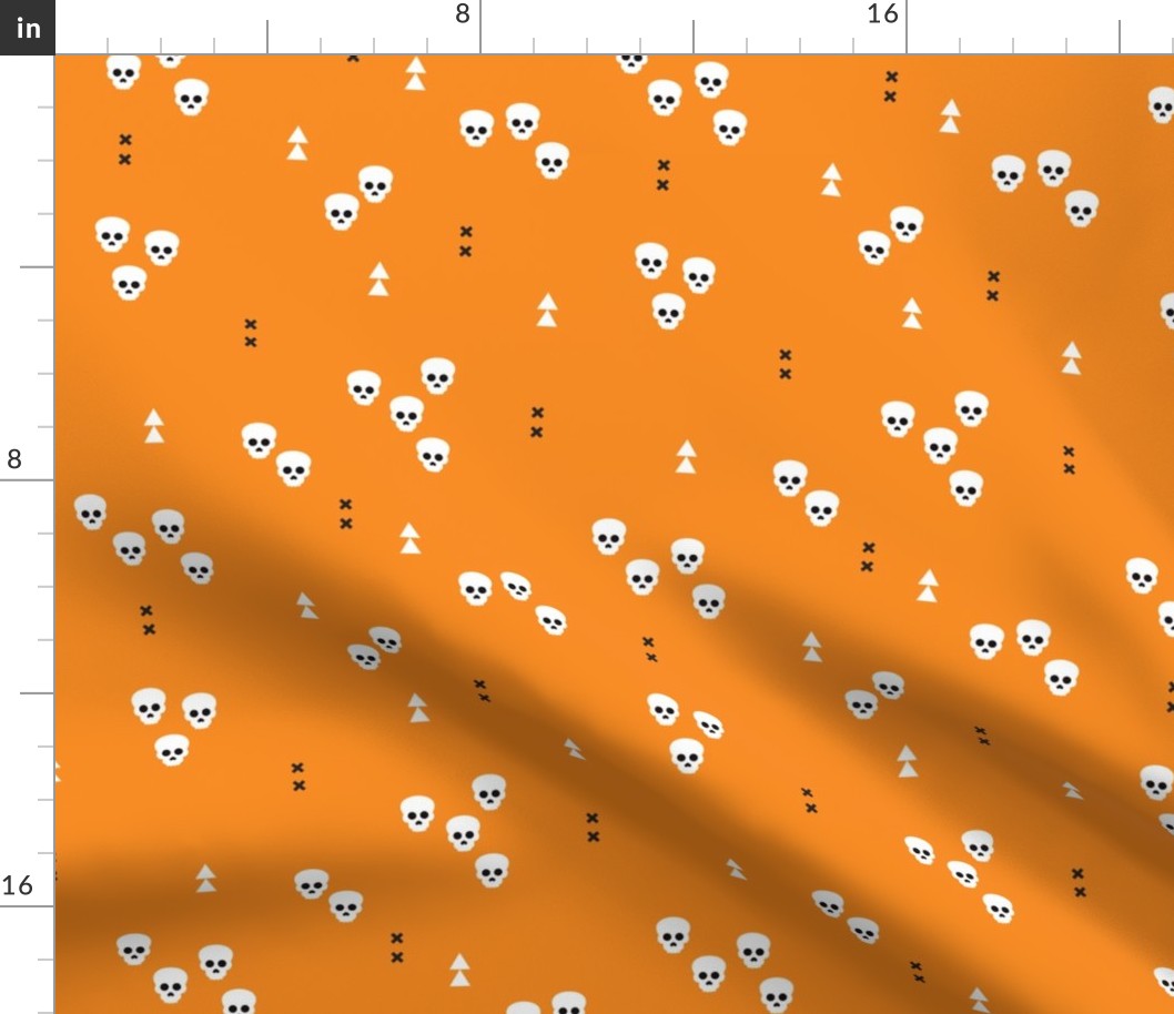 Skulls geometric halloween horror illustration in orange