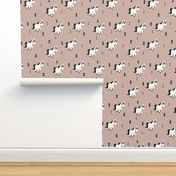 Geometric unicorn fantasy kids illustration with arrows in beige pastel