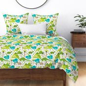 Cute dinosaur woodland illustration pattern cute dino nature print for kids and cool boys XL