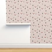 Cute geometric fox illustration scandinavian style fall pattern design in pastel beige