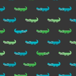 Cute crocodile jungle animal alligator kids animals illustration pattern design in green and blue dark