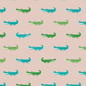 Cute crocodile jungle animal alligator kids animals illustration pattern design in green and blue