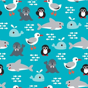Sea life Animals Seal Whale Shark Penguin and albatross australian theme kids print
