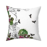 Dragonflies in Lotus Garden Border Print