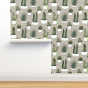 Watercolor Cacti & Succulents on Beige
