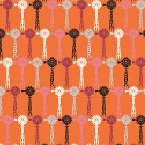 Hollyhock Windmills - Orange