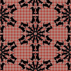 Black Scottie Snowflakes on Plaid