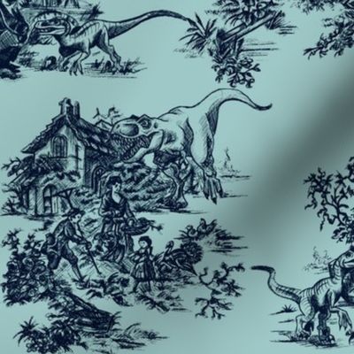 Jurassic toile teal all over