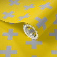 Grey Swiss Cross on Mustard