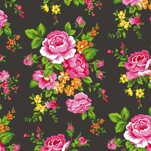 Vintage Floral with Pink Roses