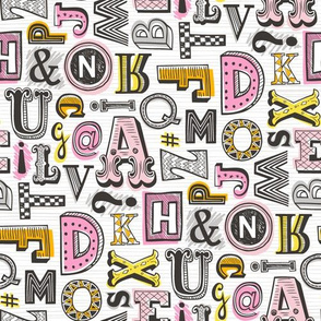 Alphabet Letters Doodle Pink