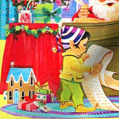 merry Christmas Santa Claus Elf elves trees stars snow winter baubles candy canes mistletoe toys houses presents gifts wish lists cats kittens vintage