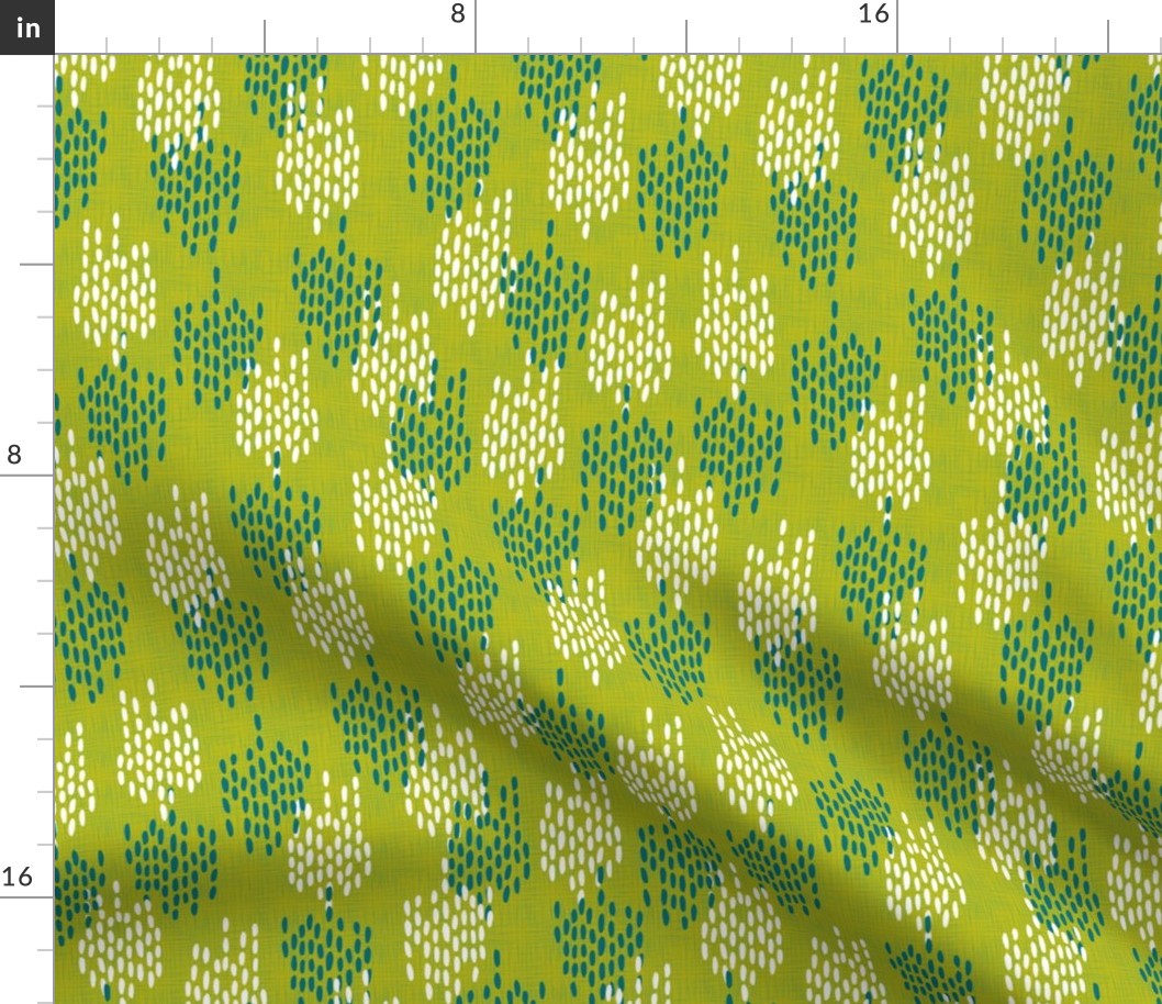 Abstract Scales on Faux Linen- Green